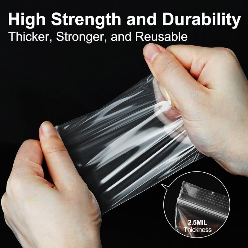 AGBOLO 1200Pcs Small Plastic Bags for Jewelry, 2x3'' Small Zip Bag Baggies Resealable, Durable Zip Bag for Pill and Business - Clear - Image 3